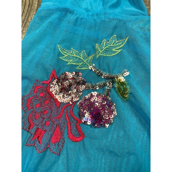 Vintage Y2K Victoria's Secret Mesh Babydoll Slip Nightgown Medium Blue Sequins - Picture 5 of 7